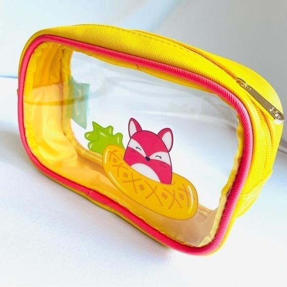 NWOT Back to School Squishmallows Fox Pencil Case, Makeup Travel Bag - Yellow - Picture 1 of 14
